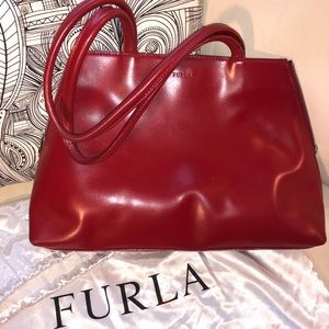 Red Furla Tote Bag